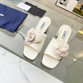 PRA FLOWER BLOCK HEELS 75 IVORY CALFSKIN