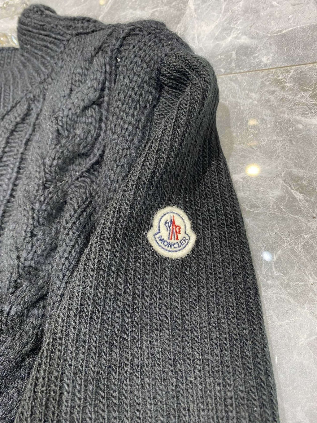Moncler Belted Padded Panel Cable-Knit Sweater