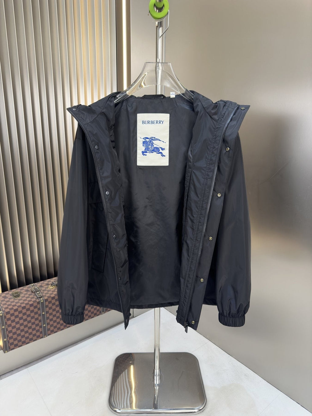 Burberry Black Hooded Zip-Front Jacket