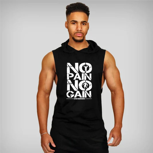 Mens Bodybuilding Hooded Tank Top