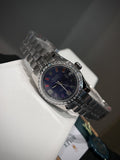 Rolex Silver Blue Dial Bracelet Watch