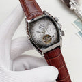 Patek Philippe White Dial Brown Leather Strap Watch