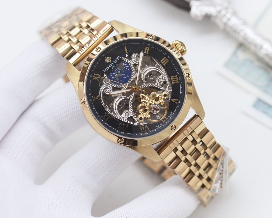 Patek Philippe Gold Black Bracelet Watch