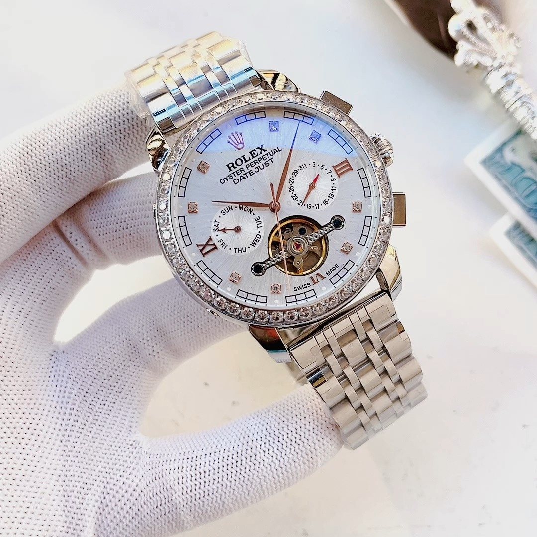 Rolex White Dial Open-Heart Bracelet Watch