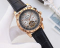 Patek Philippe Rose Gold Black White Dial Strap Watch