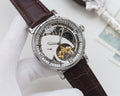 LONGINES Silver Brown White Dial Strap Watch